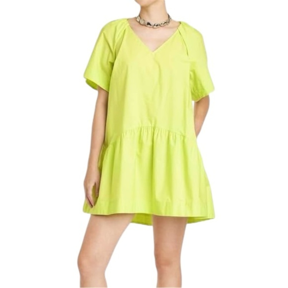 A New Day Flutter Sleeve Mini Shift Dress XS Yellow Like New